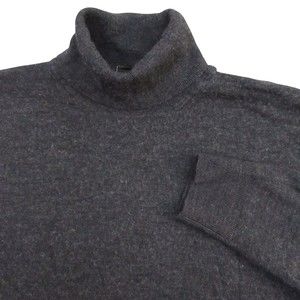 Uniqlo Mens Pullover Sweater L Dark Gray Turleneck Sweater 100% Wool Long